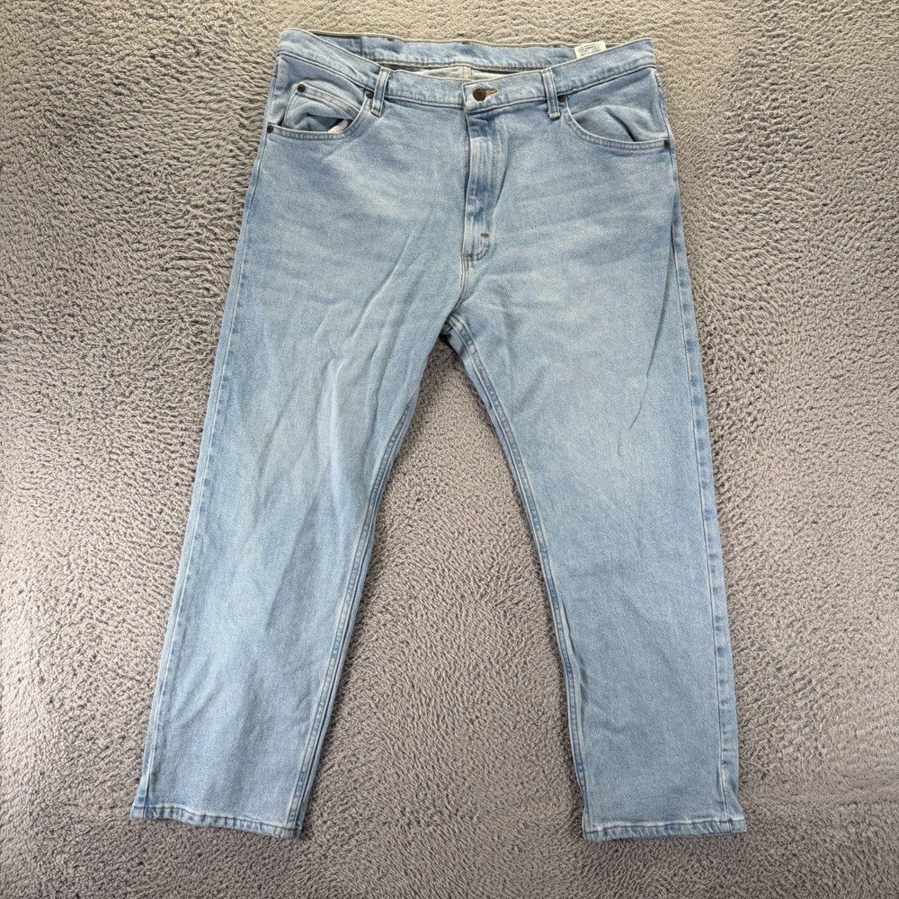 Wrangler Jeans Mens 38x29 Blue Cotton Denim Straight Travel Workwear Stretch